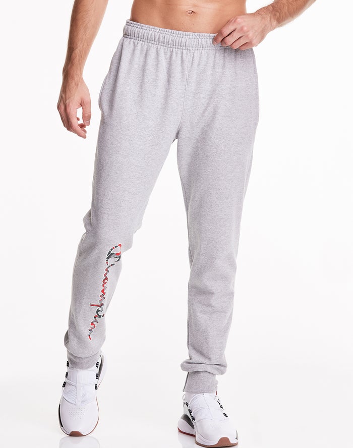 Champion Mens Joggers NZ - Powerblend Fleece Liquid Filled Script Grey ( 9853-XVKWU )